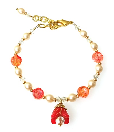 Beaded Bracelet using Czech Glass Pearl Beads